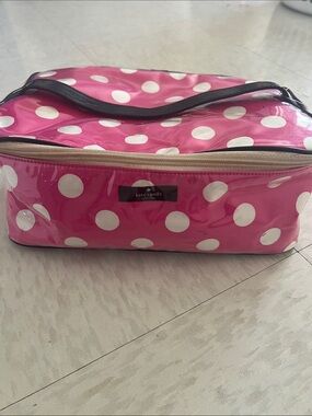 Kate Spade Large Fuchsia & White Polka Dot Cosmetic Bag